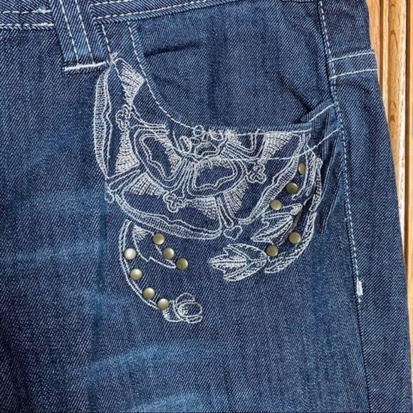 Calvin Klein Choice Blue Embroidered Low Rise Boot Cut Size 28 - Picture 4 of 11